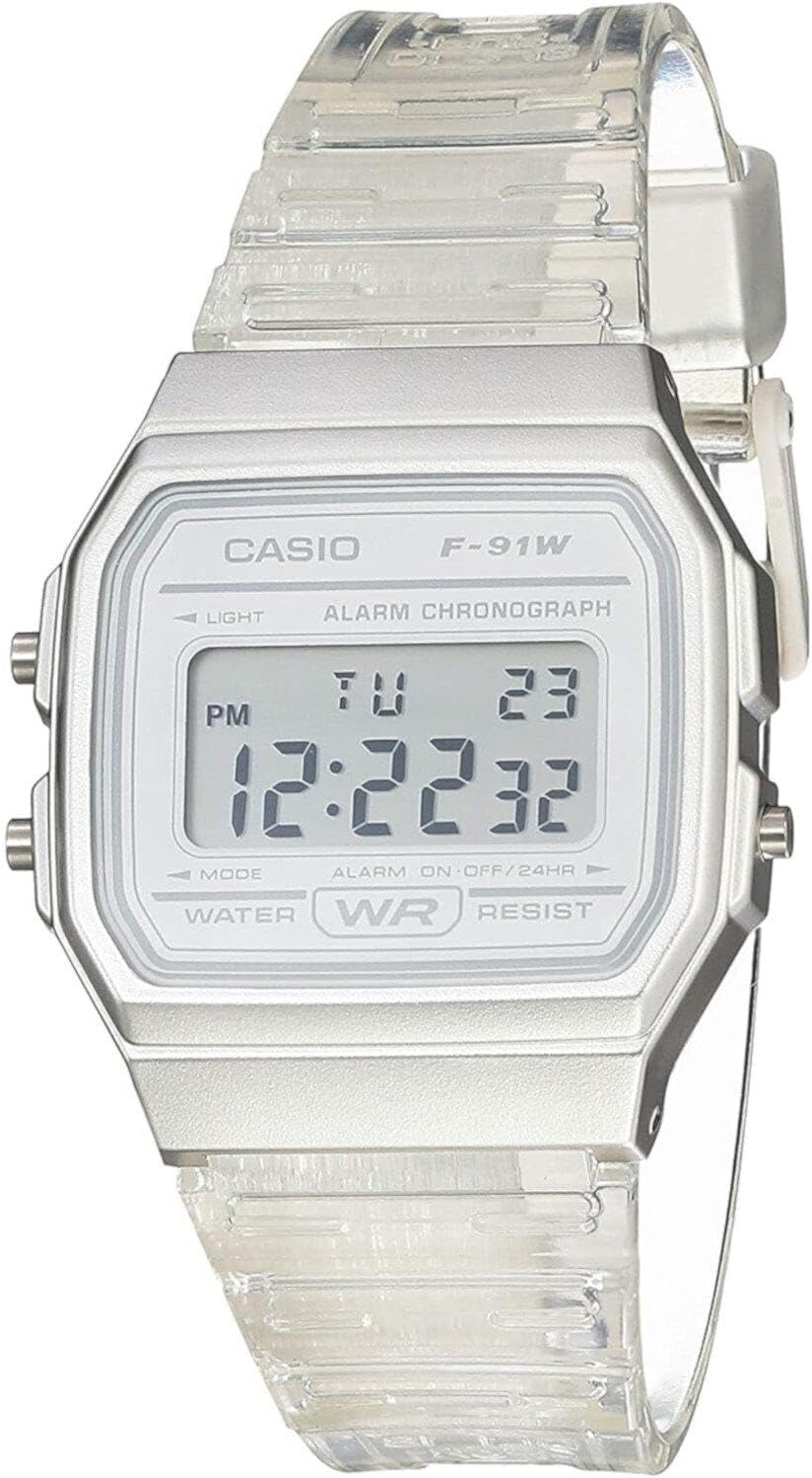 F91W-1 Classic Resin Strap Digital Sport Watch, Clear, Quartz Watch
