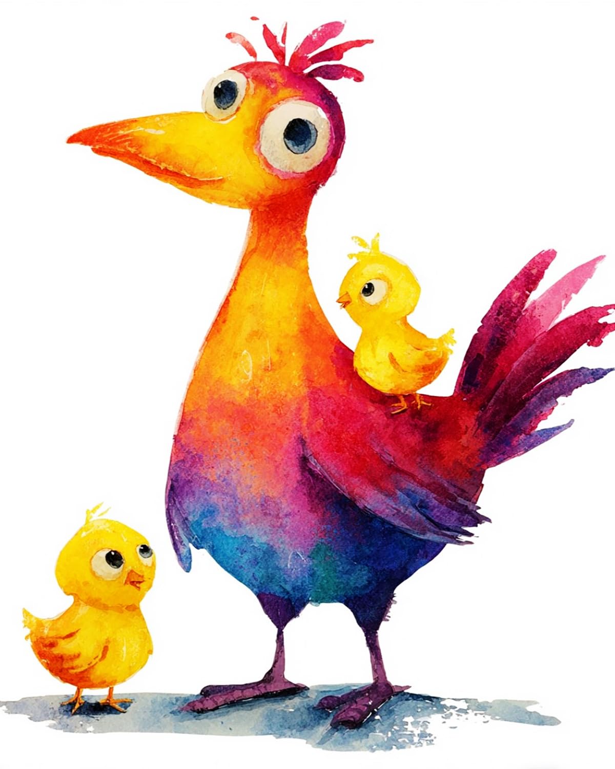 Liubaishi Multicolour Paint By Numbers Kit For Adults, Colourful Chicken And Chicks Theme, 40X50 Cm Acrylic Canvas, With 3 Brushes