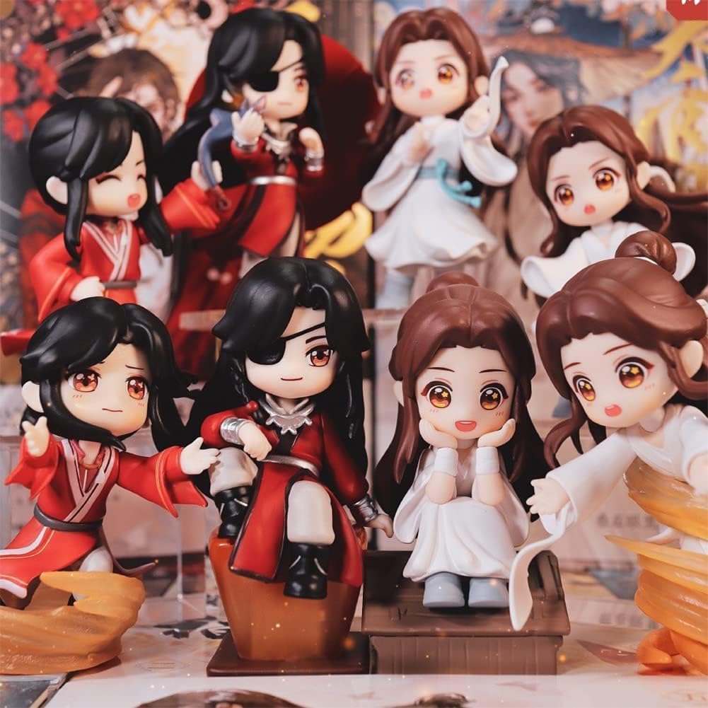 QAHEART Xie Lian Figure Hua Cheng Action Figure San Lang Cake Topper, Q Ver Anime Figure Model Set, Exquisite Handmade Desktop Figurine Statue Decoration Collection