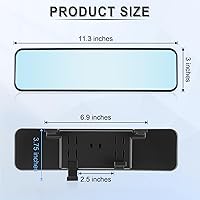 Vista 4 de LivTee Espejo retrovisor antirreflejo, universal de 11,3 pulgadas (287 mm), espejo retrovisor panorámico gran angular convexo, clip en el original
