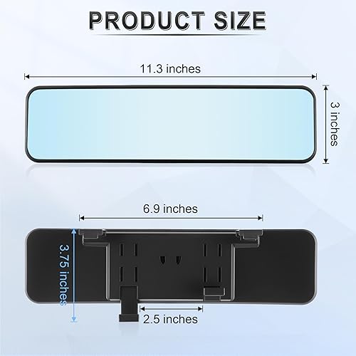 Miniatura 4 de LivTee Espejo retrovisor antirreflejo, universal de 11,3 pulgadas (287 mm), espejo retrovisor panorámico gran angular convexo, clip en el original