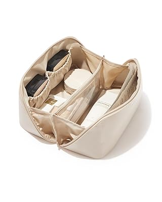 EACHY Travel Makeup Bag,Large Capacity Cosmetic Bags for Women,Waterproof Portable Pouch Open Flat Toiletry Bag Pattern Makeup Bag