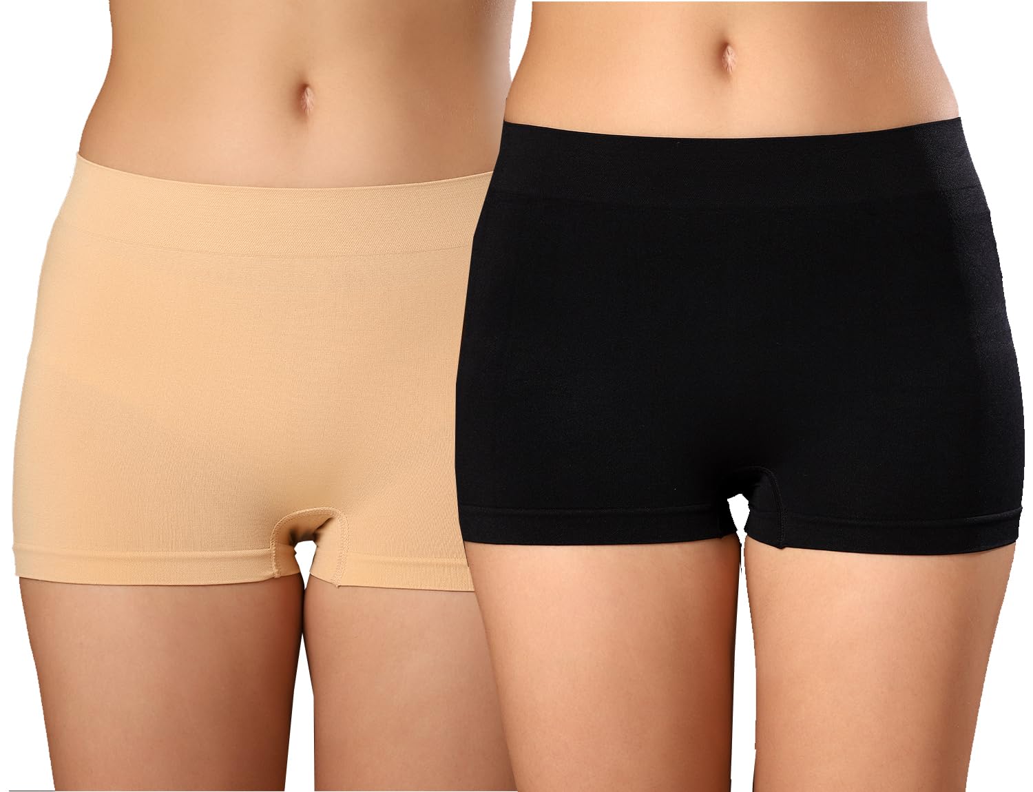 Women's Pack of 2 High Coverage Hosiery Fabric Stretchable Boyshorts Panties |Seamless Boxer Short Brief | Soft & Breathable Underwear-image-0