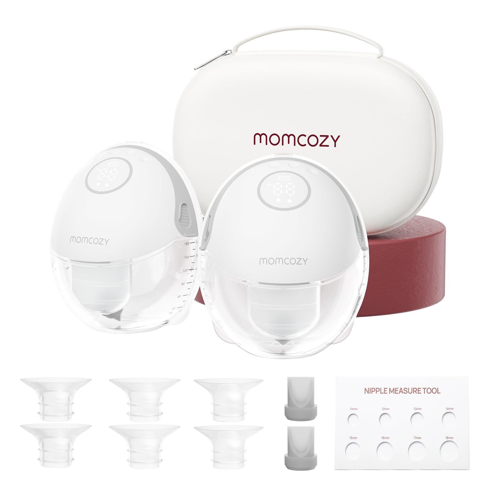 Momcozy Breast Pump Hands Free Mobile Style | M6, Wearable Breastfeeding Pump Ideal Rhythm for More Milk, DoubleFit Flange More Fit & Discreet with 3 Modes & 9 Levels, 24mm - 2 Pack Quill Gray