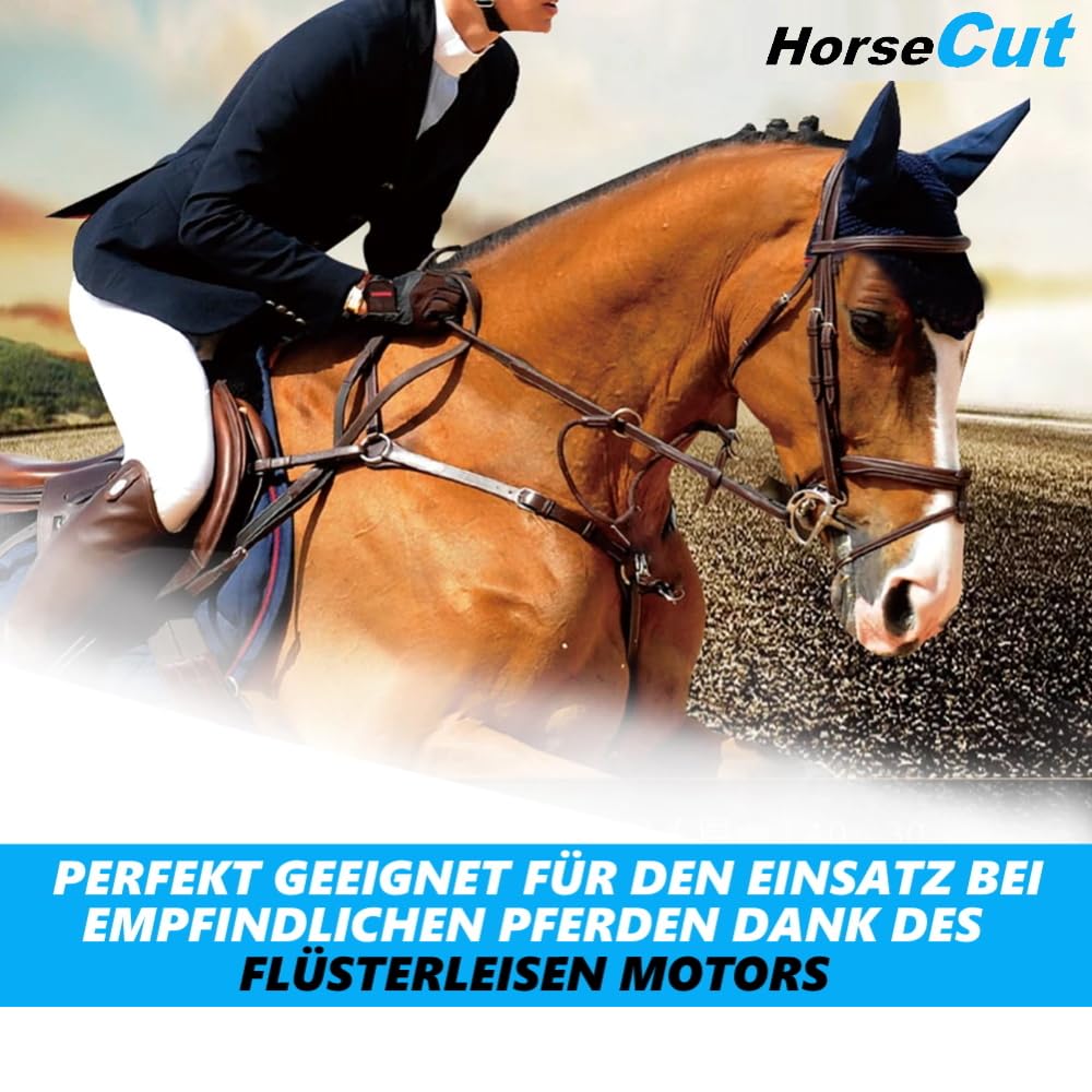 Horzecut - Cortapelos para caballos, extremadamente silencioso, con batería, cortapelos de caballos, manejable y ligera