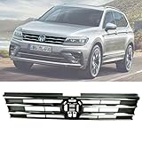 Front Bumper Upper Grille Compatible with 2018 2019 2020 VW Volkswagen Tiguan Chrome Trim Front Upper Bumper Grill(OEM# 5NN853651DZLL)