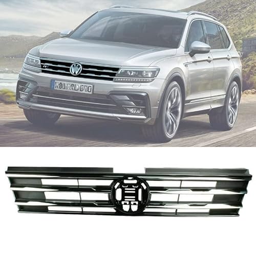 Front Bumper Upper Grille Compatible with 2018 2019 2020 VW Volkswagen Tiguan Chrome Trim Front Upper Bumper Grill(OEM# 5NN853651DZLL)