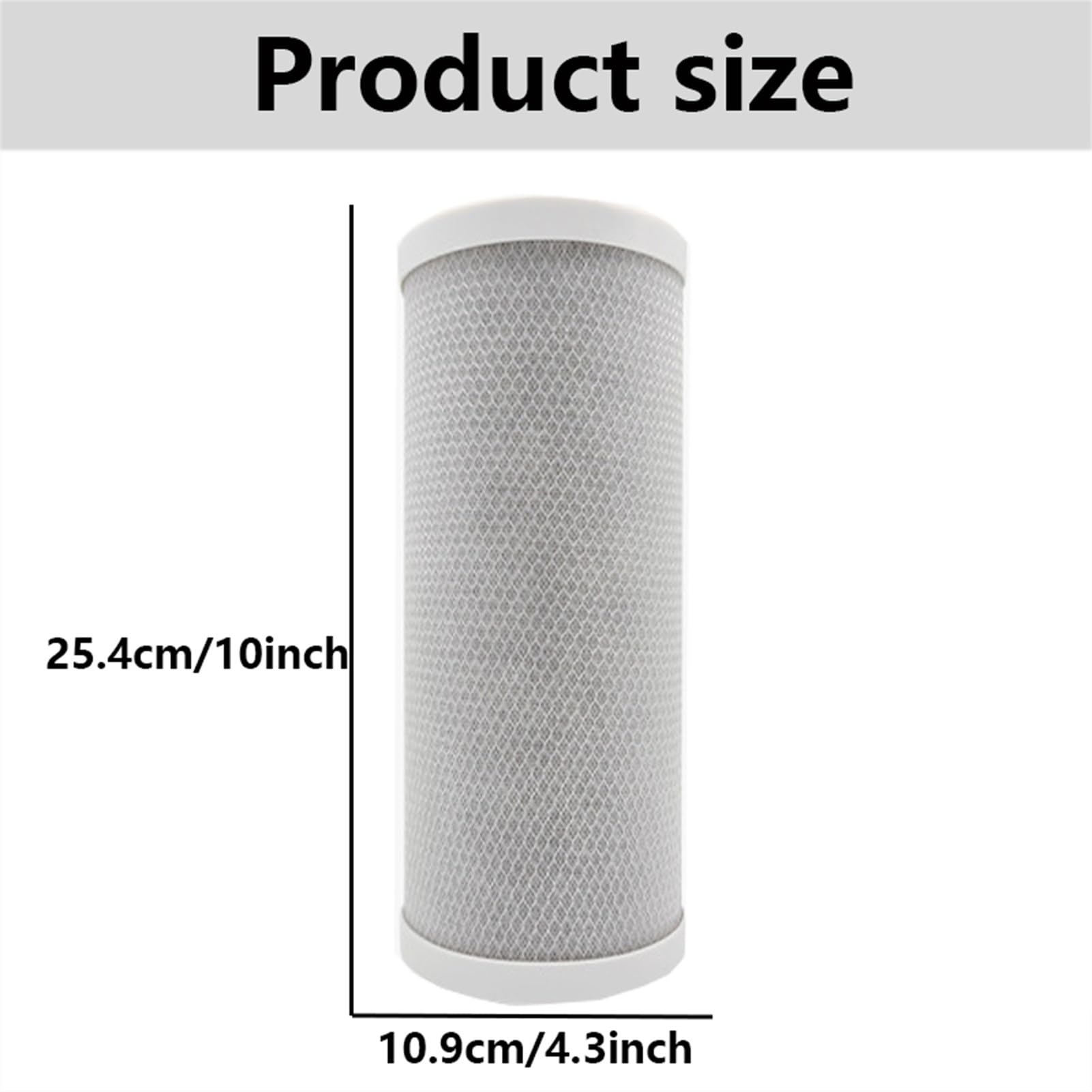 Élément filtrant composite CTO 10''*4,5'', préfiltre au charbon actif fritté à base de coquille de noix de coco, pour système d'eau domestique (2 pièces)