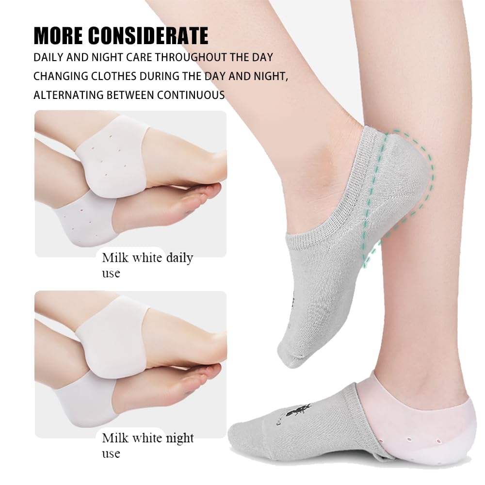 4 almohadillas de silicona para el talón, protección plantillas espolón calcáneo, adecuadas para fascitis plantar, fascitis plantar, espolones calcáneos, tobillos hinchados, alivia