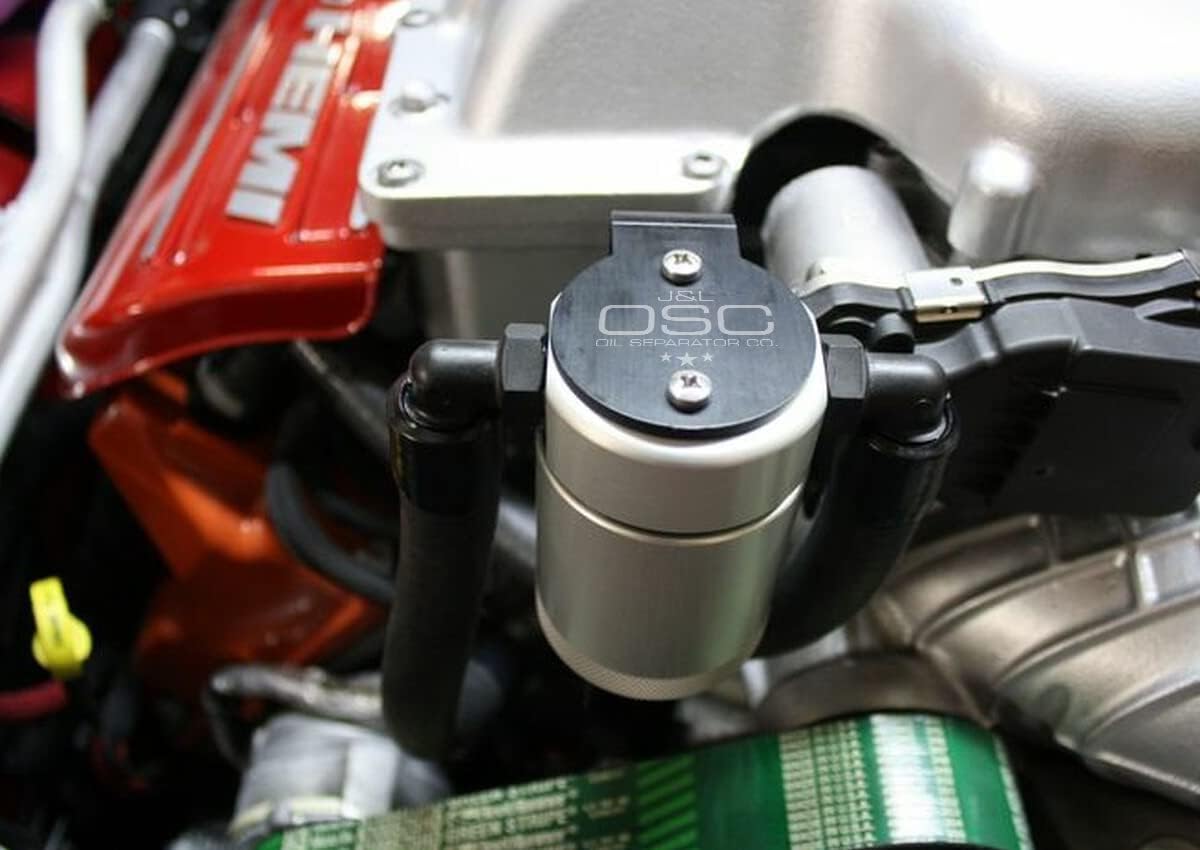 J&L Oil Separator Co. 3.0 Oil Separator Compatible with 2015-2022 Hellcat Charger & Challenger 2018-2021 Trackhawk 2018 Demon 2021-2026 Durango Hellcat Passenger Side (Black)