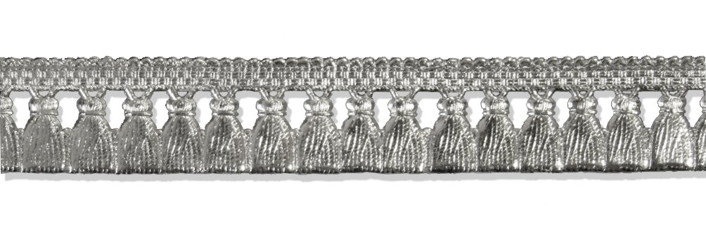 Kunze Dresden Trim Border Fringed Tassel Strips, 5/8-Inch, Silver