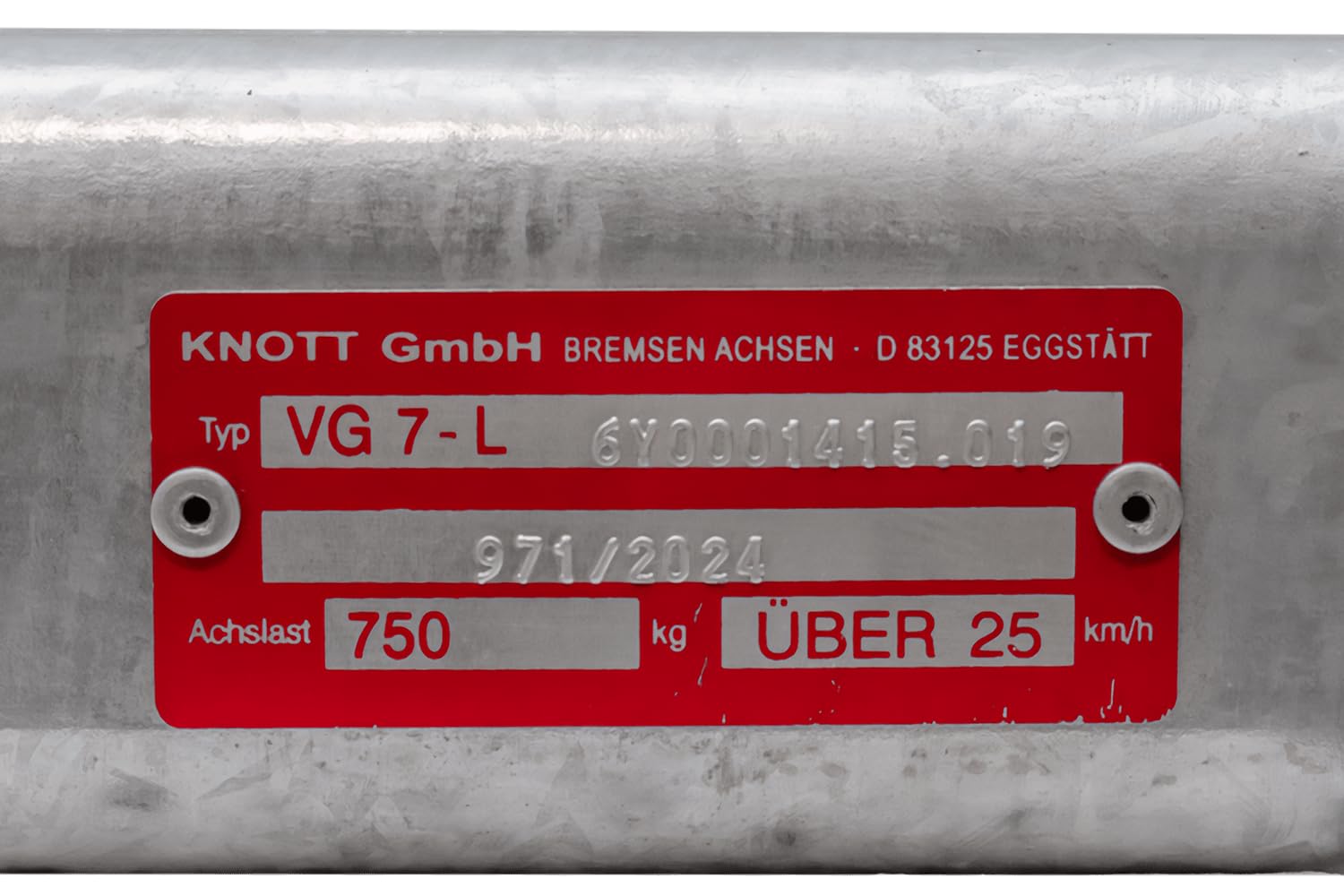 KnoTT - Eje no frenado para remolques VG7 - 750 kg, 1260 mm