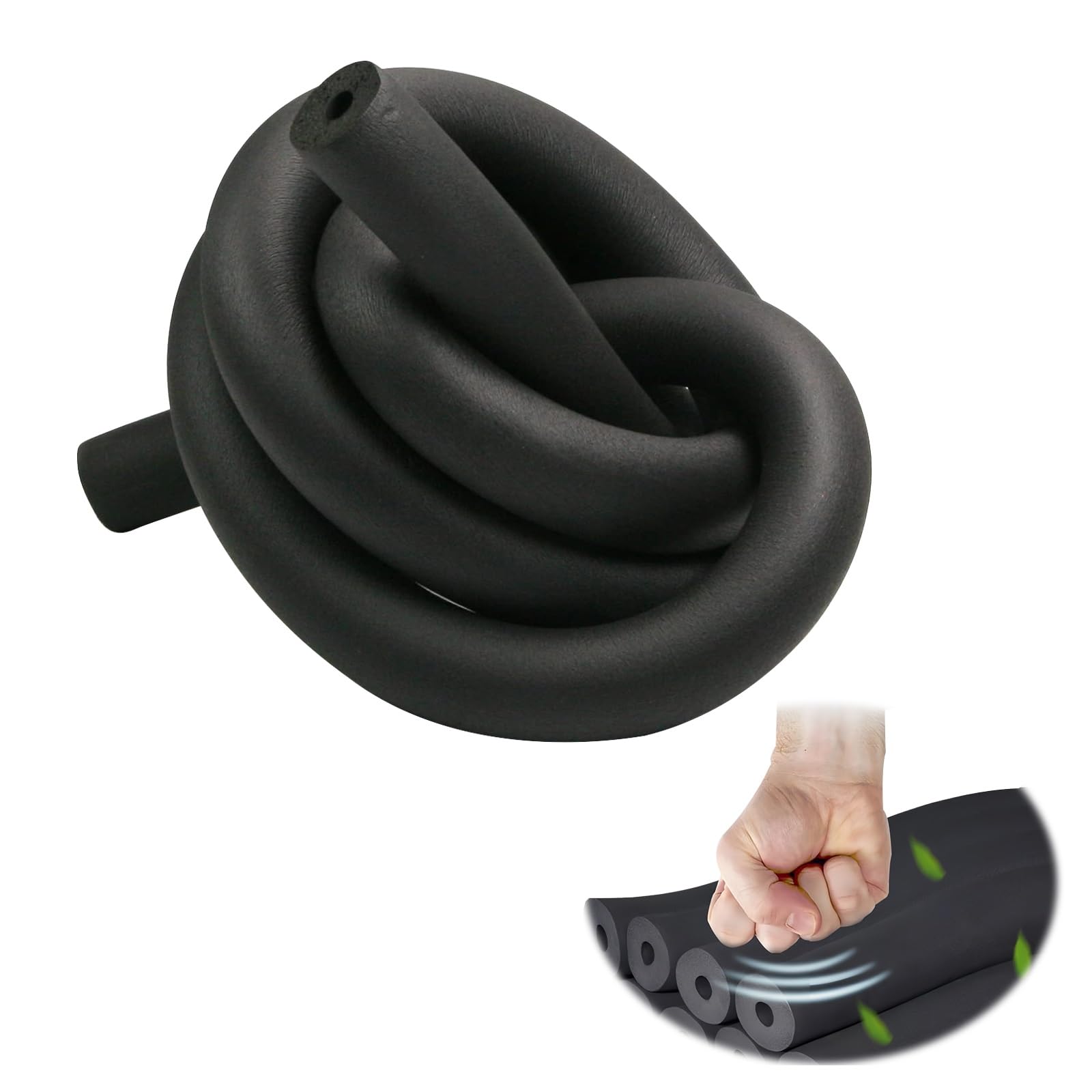 Black Pipe Insulation Foam Tube – Self-Sealing, Flame Retardant, For Hot/Cold Water Pipes – ID 1/4" To 4" (Multiple Sizes)