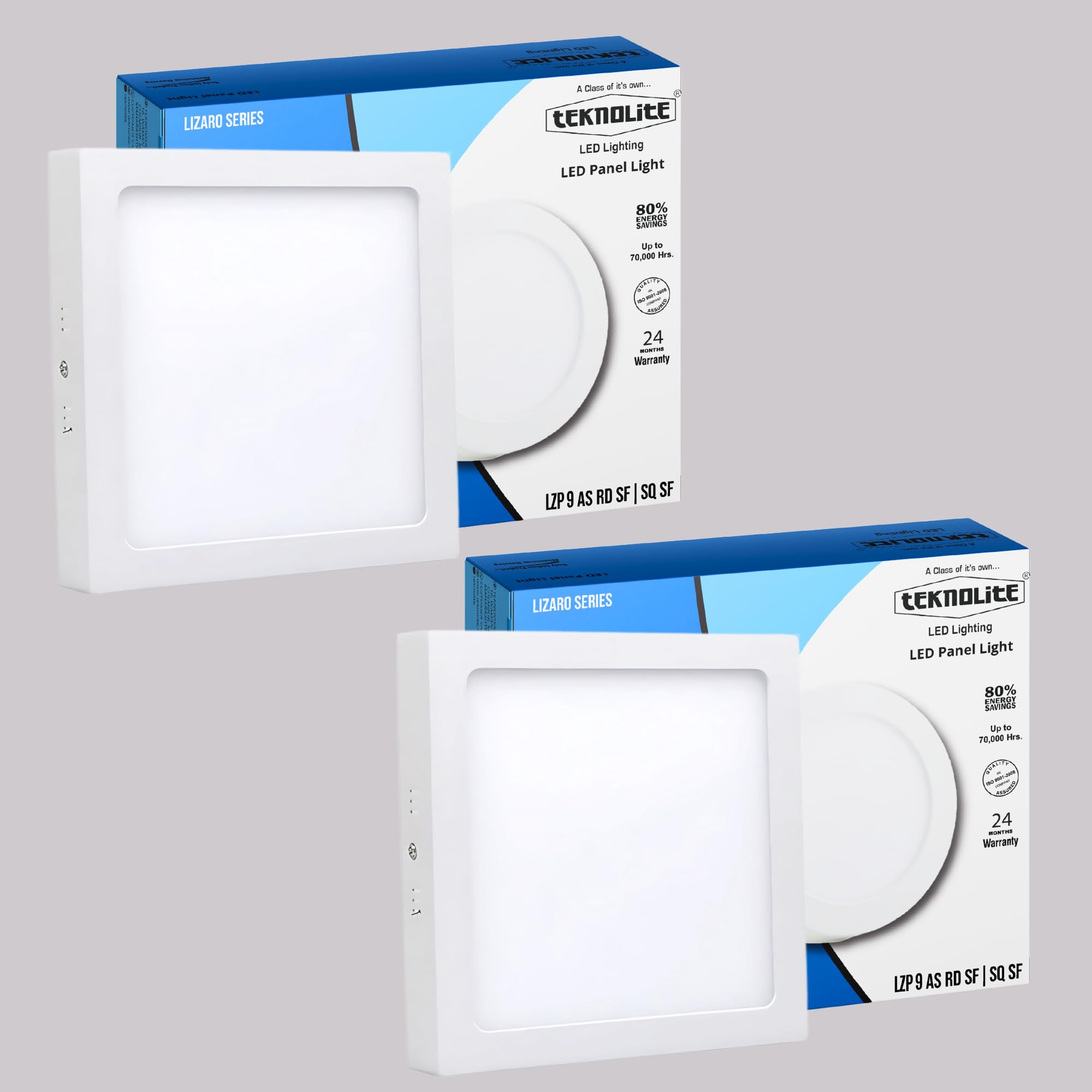 teknolite LZP 9W Warm White Square Surface LED Panel Lights Ceiling | Recessed Ceiling Light with 600 Lumens Output | Ideal LED Panel for Home, Office & Bedroom Lighting Pack of 2-image-27