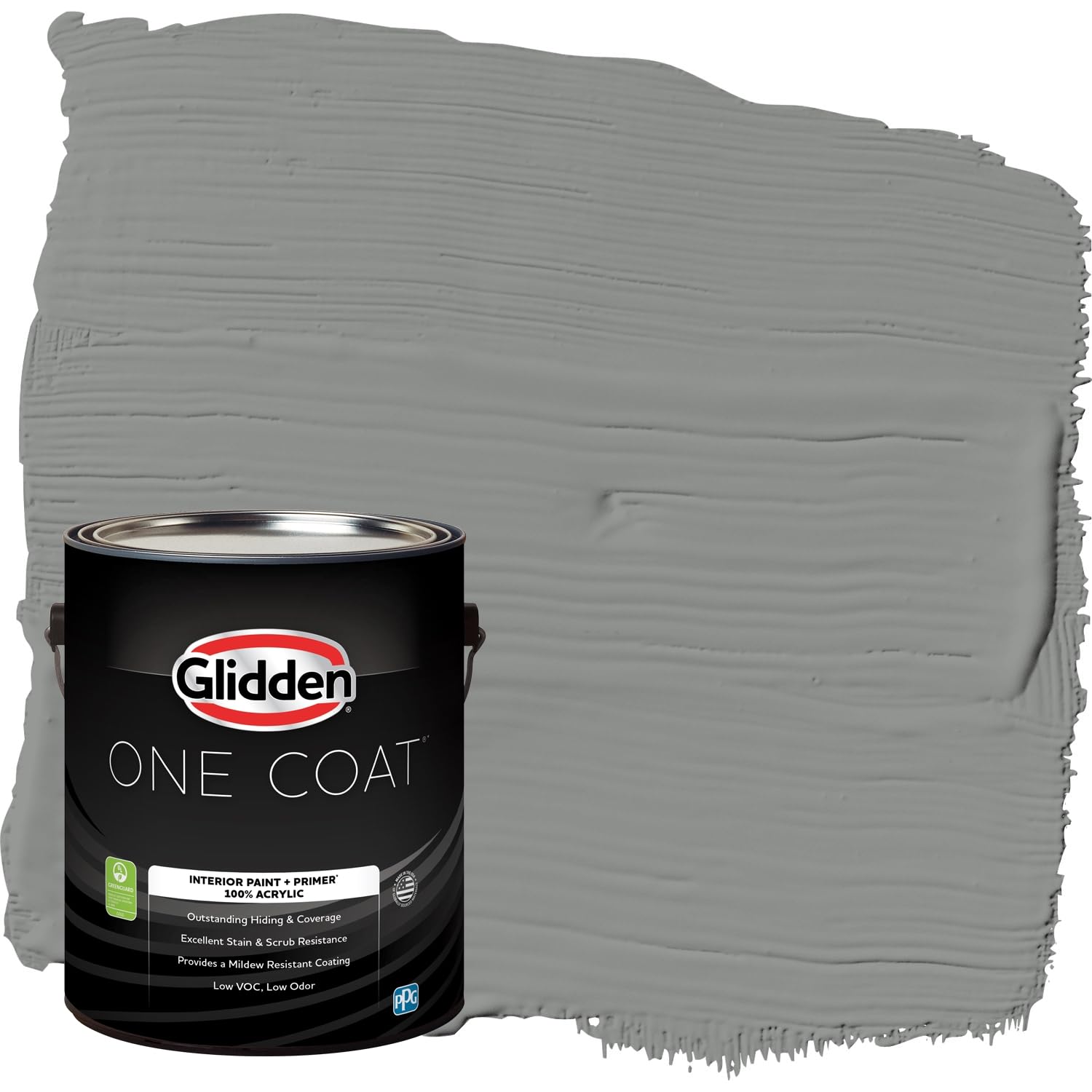 Glidden Interior Paint + Primer: Gray/Phoenix Fossil, One Coat, Eggshell, 1 Gallon