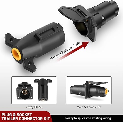 Miniatura 86 de Nilight Enchufe de remolque RV de 7 pines, extremo macho resistente, 7 vías redondo, receptáculo de empalme, accesorios de repuesto para enganche
