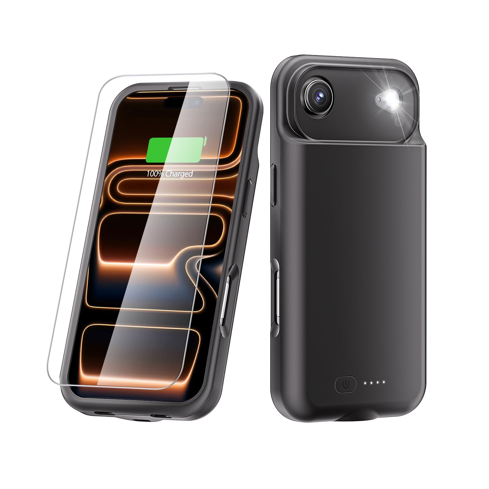 GIN FOXI Battery Case for iPhone 17 AIR, Charging Case Charger 8500mAh Ultra-Slim Lightweight Powerful Battery Pack 15W Fast Rechargeable Anti-Fall TPU Juice Box for iPhone 17 AIR (6.5") Black