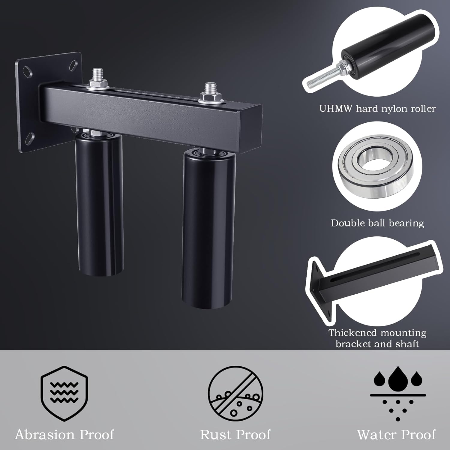 Slide Gate Guide Roller, 6" UHMW Hard Nylon Guider For Gate Support , Adjustable Heavy Duty Iron Gate Guide Wheel Pulley for Preventing Gate from Falling