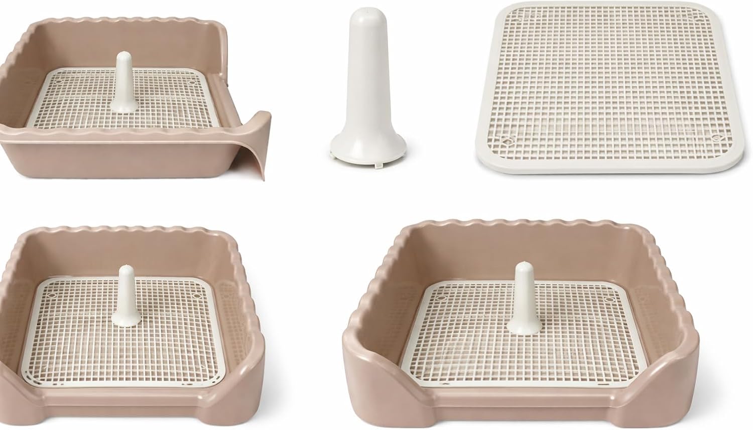 Indoor/Outdoor Training Dog Potty Tray for Small and Medium Puppies Litter Boxes in (Beige)