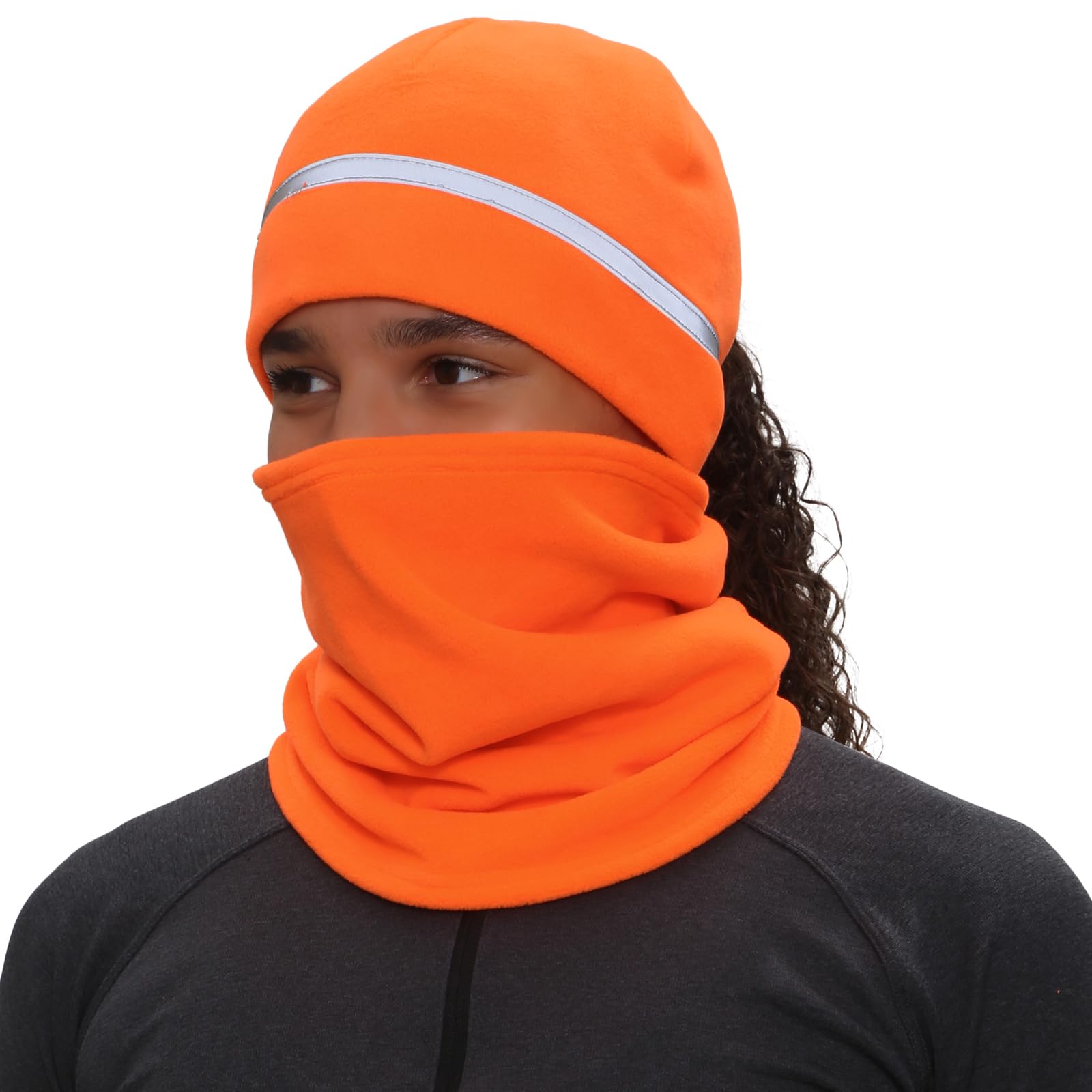 TrailHeads Damen Winter-Set | Reflektierende Pferdeschwanz-Mütze und Micro-Fleece-Halswärmer zum Laufen, Wandern, XC Skifahren