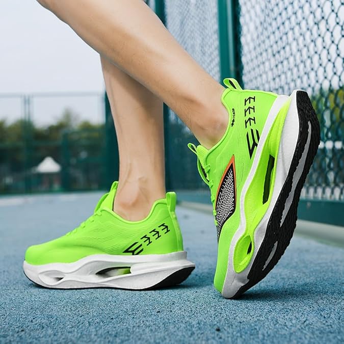 Men‘s Running Shoes Lightweight Breathable Trainers Non-Slip Athletic Footwear for Marathon Road Running Gym Workout Outdoor Sports