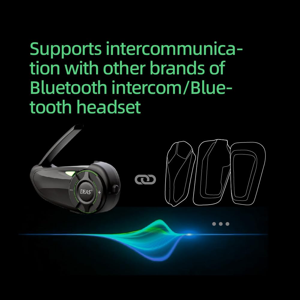 Q8 Motocicleta Casco Bluetooth Intercom Auriculares,Mesh 3.0 Grupo Sistema de Intercomunicación con el intercambio de música y IP67 resistente al agua para 6 pilotos Grupo de conversación (1 Pieza)