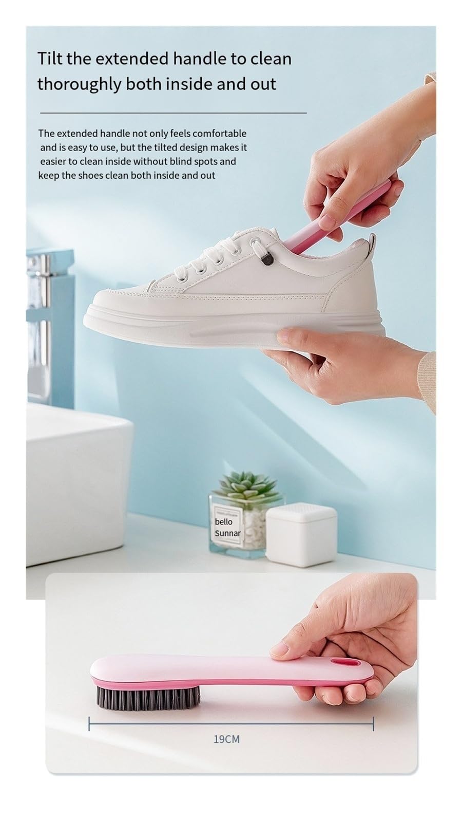 Spazzole per lavare le scarpe per uso domestico, setole morbide che non danneggiano le scarpe e le spazzole per il manico lungo, possono essere personalizzate con loghi (blu (shoebrush)