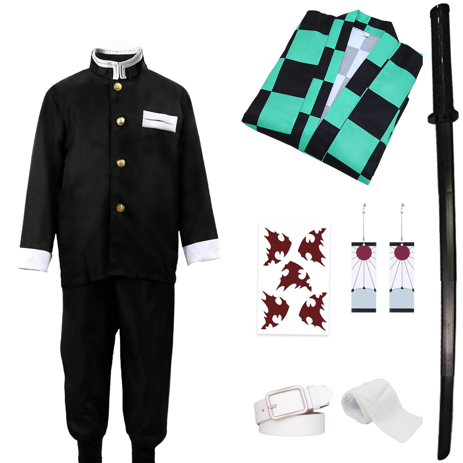 Halloween Cosplay Costumes Kimono Kids Anime Halloween Green Cloak