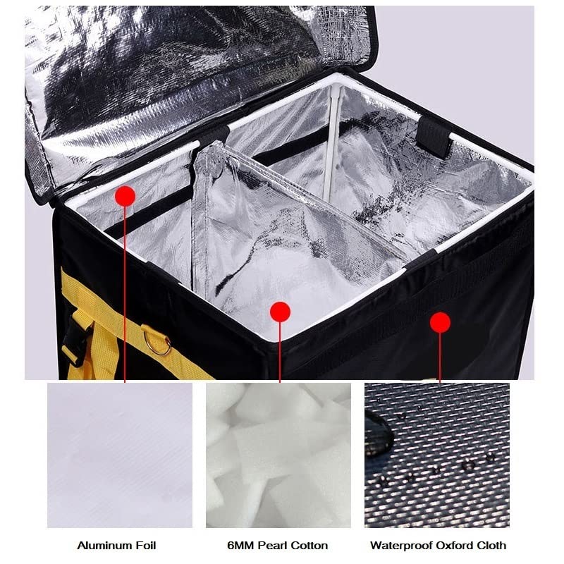 Mochila Delivery，Bolsa Para Llevar Pizzas 44l Bolsa de refrigerador extra grande Paquete de hielo Aislado Almuerzo térmico aislado Pizza Bolsa de Pizza Fresca Alimentación Contenedor Bolsa de refriger