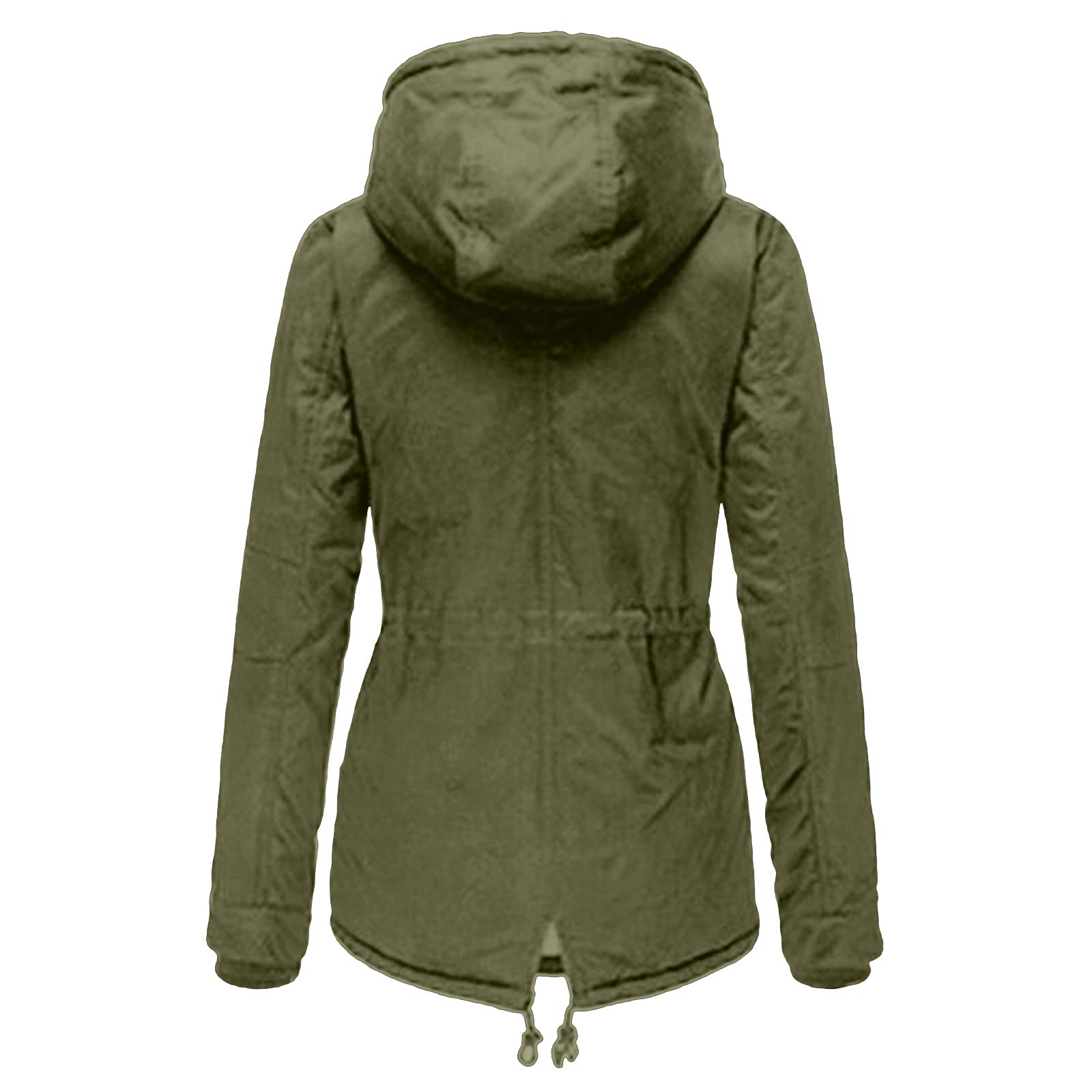 Generisch Abrigo de invierno para mujer de talla grande Chaqueta de invierno para mujer Abrigo grueso con capucha forrada Abrigo cálido para mujer (verde militar, S)