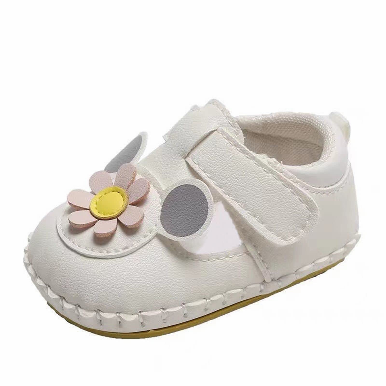 Infant Baby Girls Shoes Soft Sole Princess Wedding Dress Mary Jane Newborn Light Baby Sneaker Toddler (White, 4 Infant)