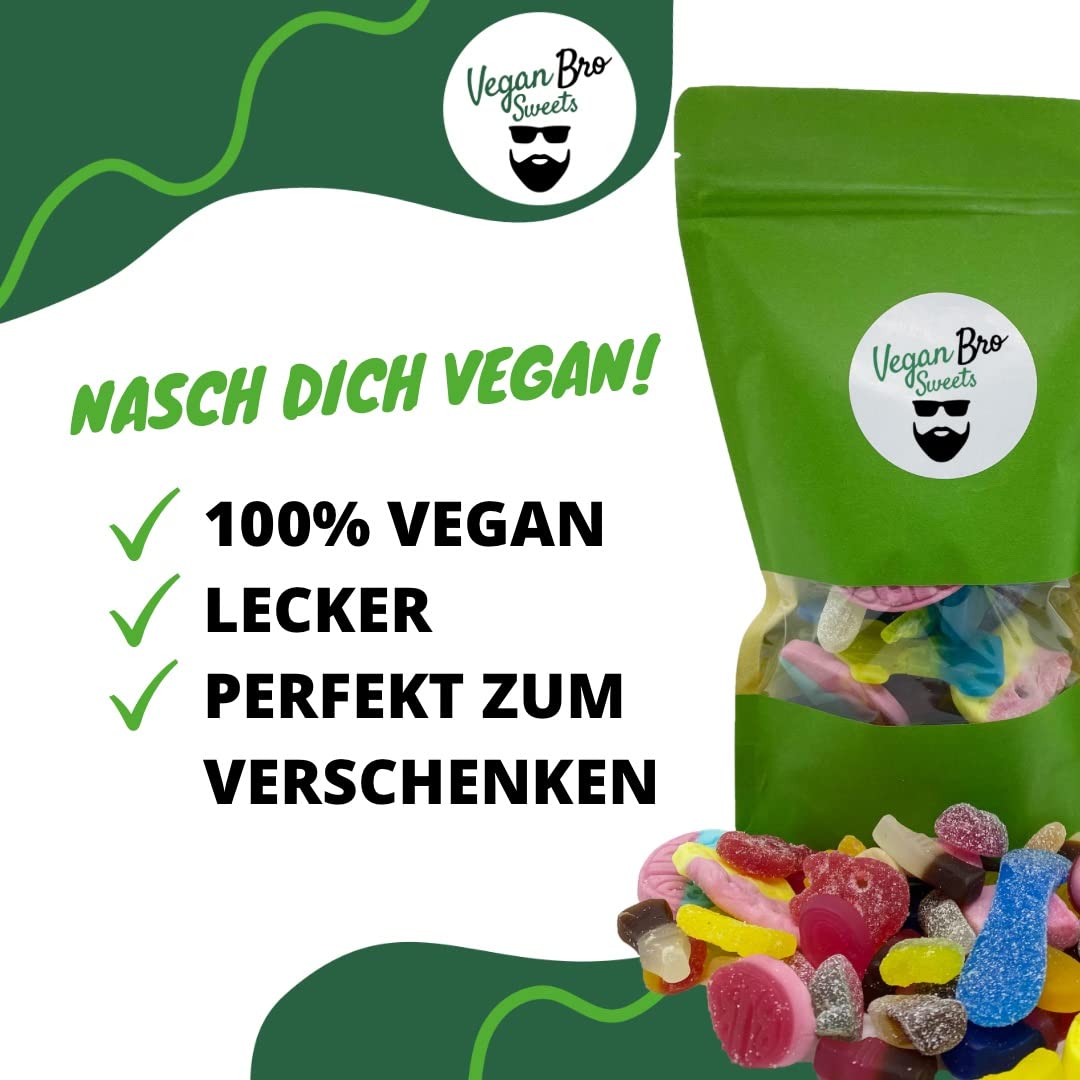 Vegan Bro SWEETS Big Bag kwaśny – 500 g wegańskie żelki owocowe, guma do wina, cukierki barowe, idealne na prezent