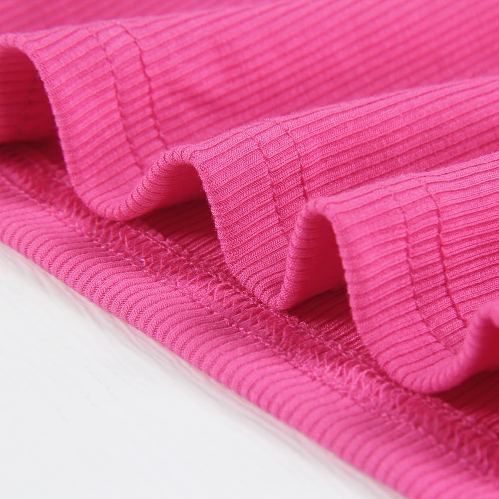 Artfish Women's Long Sleeve Scoop Neck V Notch Ribbed Slim Fitted Casual Basic Crop Top - Image 4