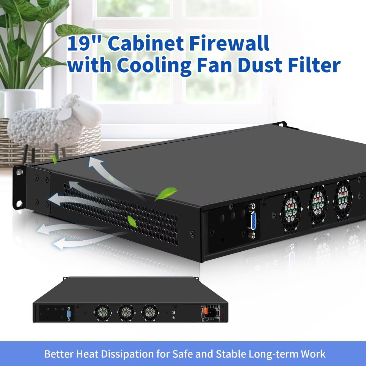 1U Rackmount Server 19'' Firewall Router Appliance Core i5-7500, 4 x 10GBE B250 Network Cabinet 8 x 2.5 Gigabit LAN Console OPNsense, VPN, VGA, USB 3.0, GPIO, Barebone NO RAM NO SSD
