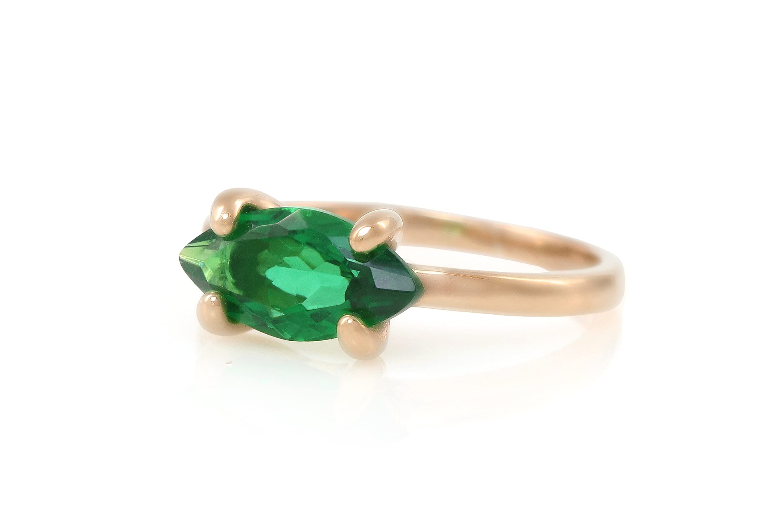 Anemone Smaragd Ring - Zierliche Edelstein Rose Gold Ring - Handcrafted Mai Birthstone Schmuck, Stacking Crystal Ringe, jeden Tag Ringe - Mode-Schmuck und Geschenk für Sie