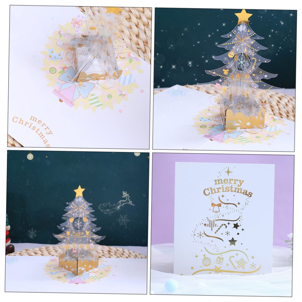 SHINEOFI 5piezas Tarjeta De Felicitación Navideña De Árbol De Navidad Diseño Para Festivo y Expresar y