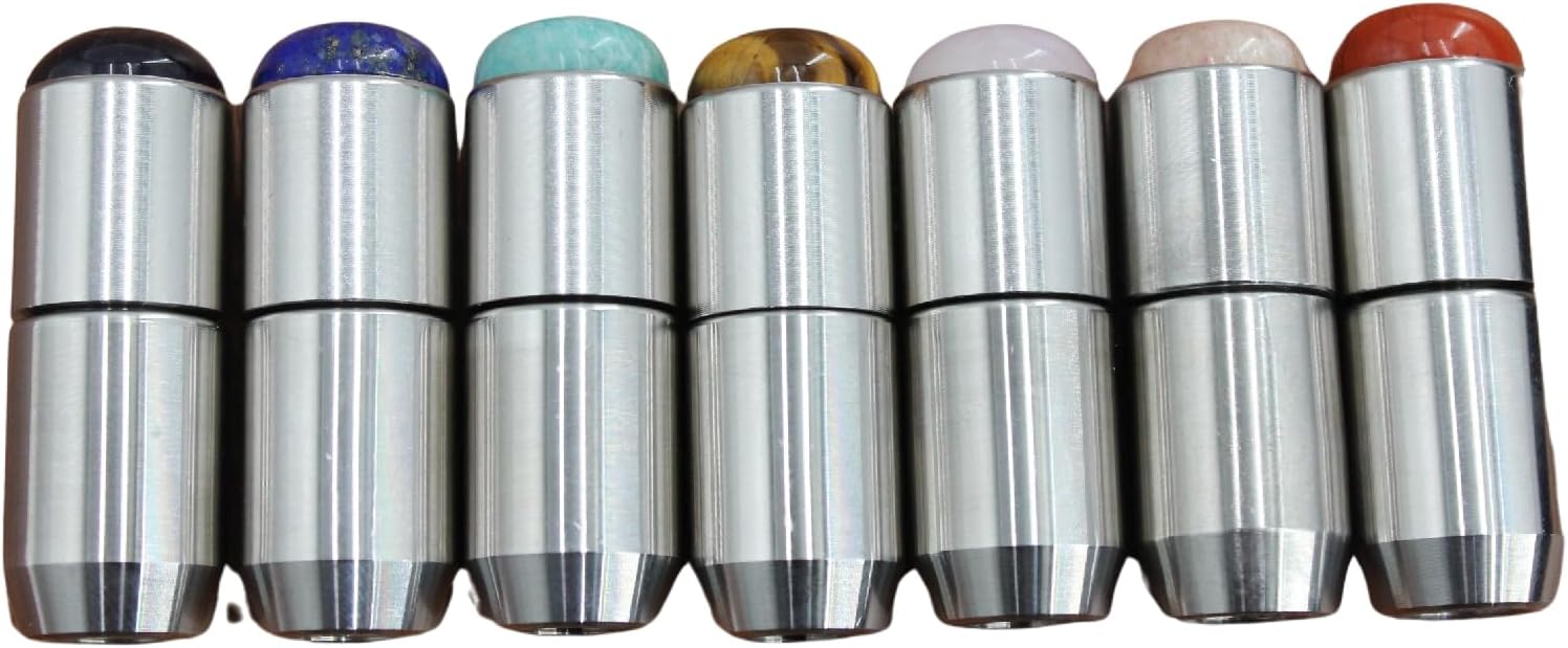 Ckakra Pack of 7 Gem feet for Weighted Tuning Forks,Natural Healing Crystals by 7 Chakras, Tuning Fork’s Boots, Pain Relief Tools, Vibration Alternative Therapy,14mm Harmony Touch