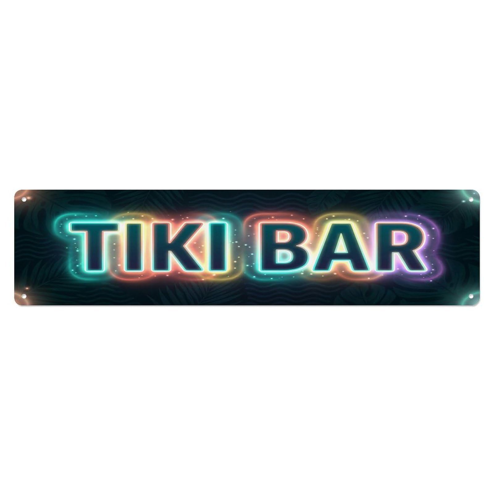 Tiki Bar Outdoor Garden Decor Tropical Beach Bar Glowing Metal Tin Sign