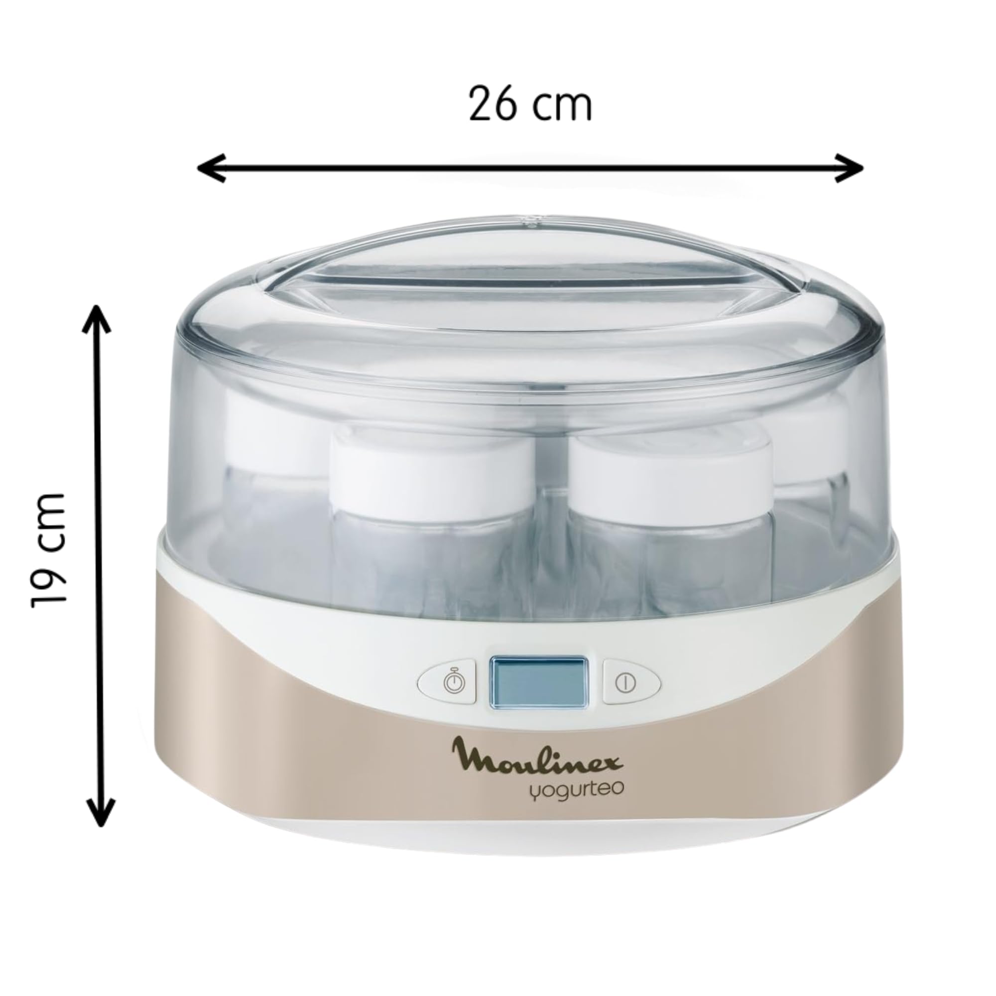 Moulinex Yogurteo - Yogurtera de 7 tarrinas de 160 ml, apta para el lavavajillas, con pantalla display de fácil uso, programable 15 horas, con recetario, función parada automática, YG231E32