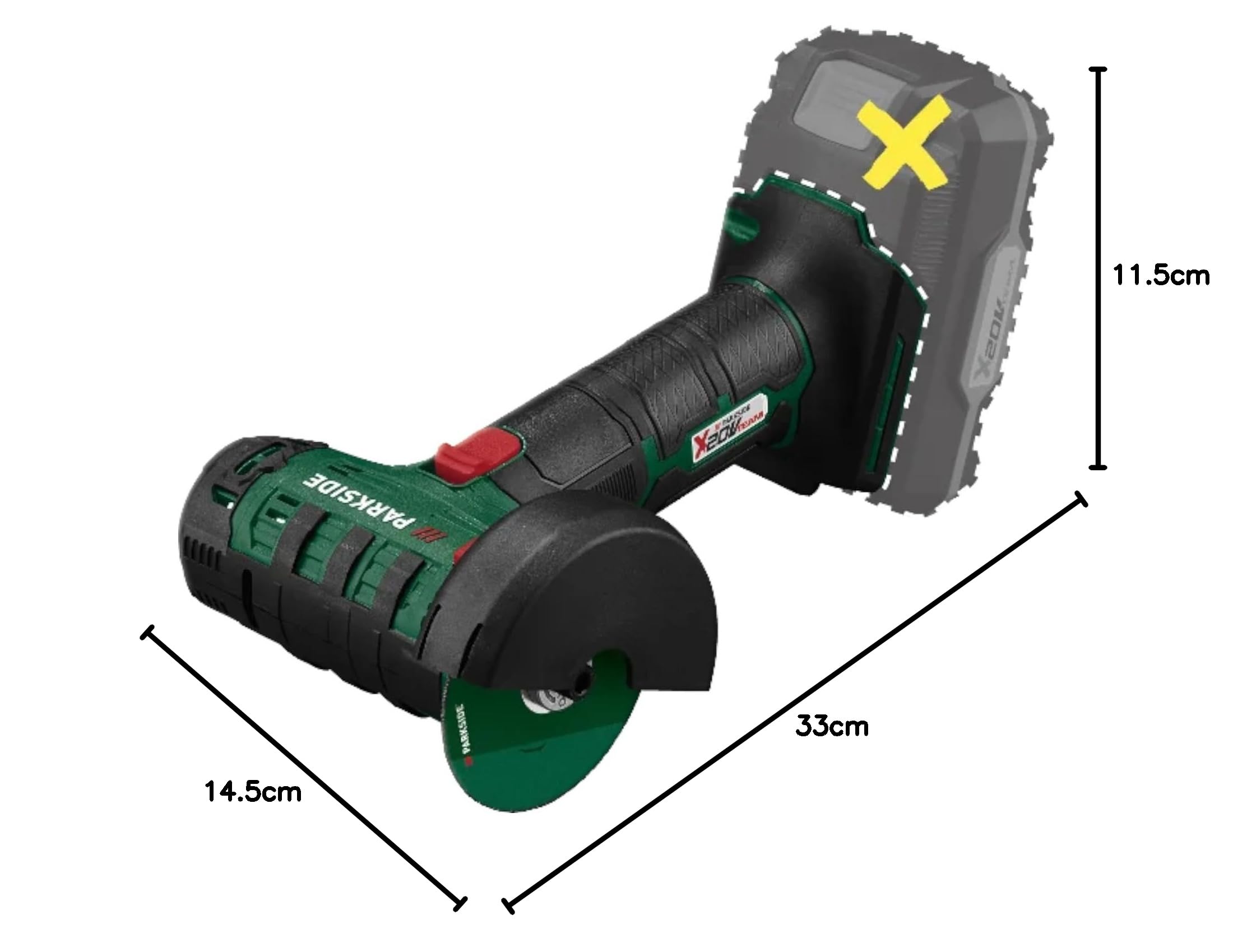 PSIDE Parkside® - Smerigliatrice angolare a batteria da 20 V "PWSAM 20-Li A1", senza batteria e caricatore