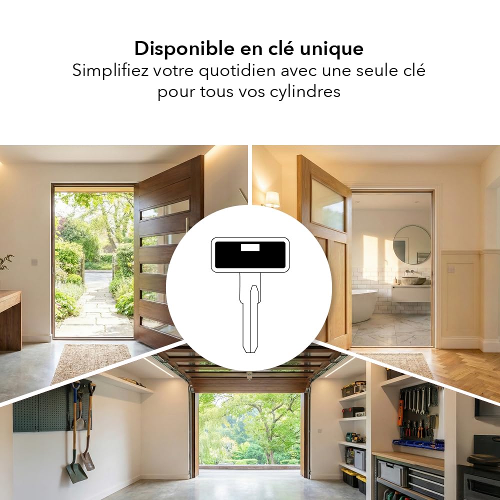 THIRARD Cylindre de serrure à bouton T2, anti-effraction, 40B x 30 mm | Finition nickel, 5 clés fournies, bouton intérieur, usage résidentiel, haute sécurité, installation facile, standard européen
