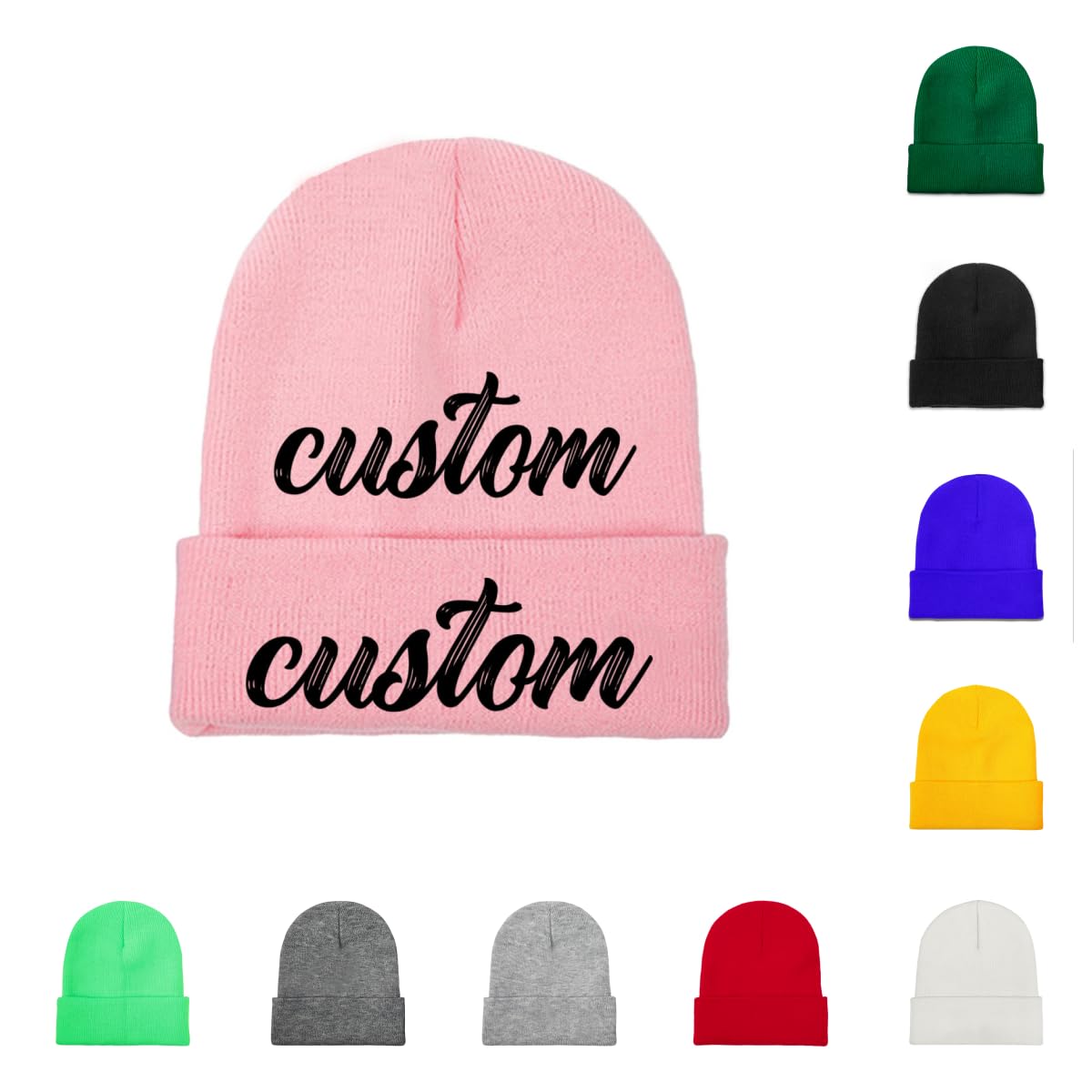 Custom Beanies hat - Add Your Text or Name - Personalized Winter Knit Cap Hats