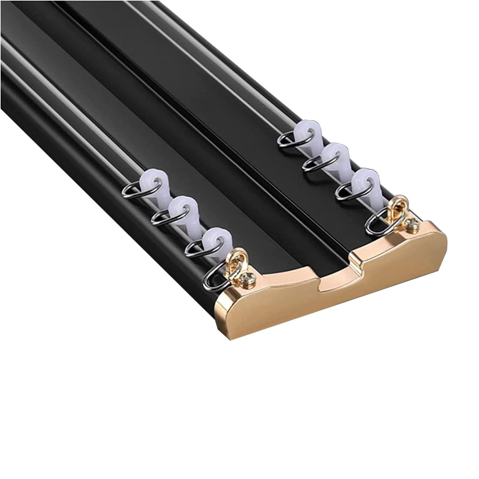 Pôles et Pistes pour Rideaux Ensemble de Rails à Rideaux Doubles en Aluminium for Montage au Plafond, très résistants, 5 m(Black,4.5M)