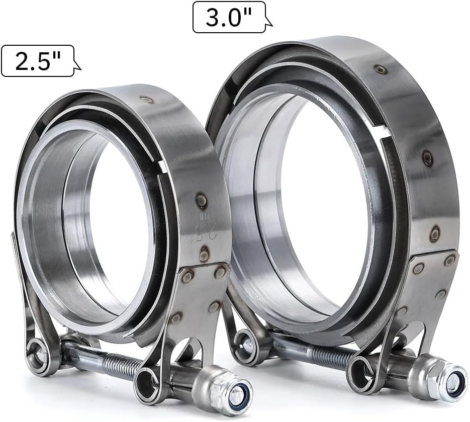 Hose clamp, Exhaust Clamp Kit, Stainless Steel V-Band with Male Female Flange for 2.5-3 inch(3)
