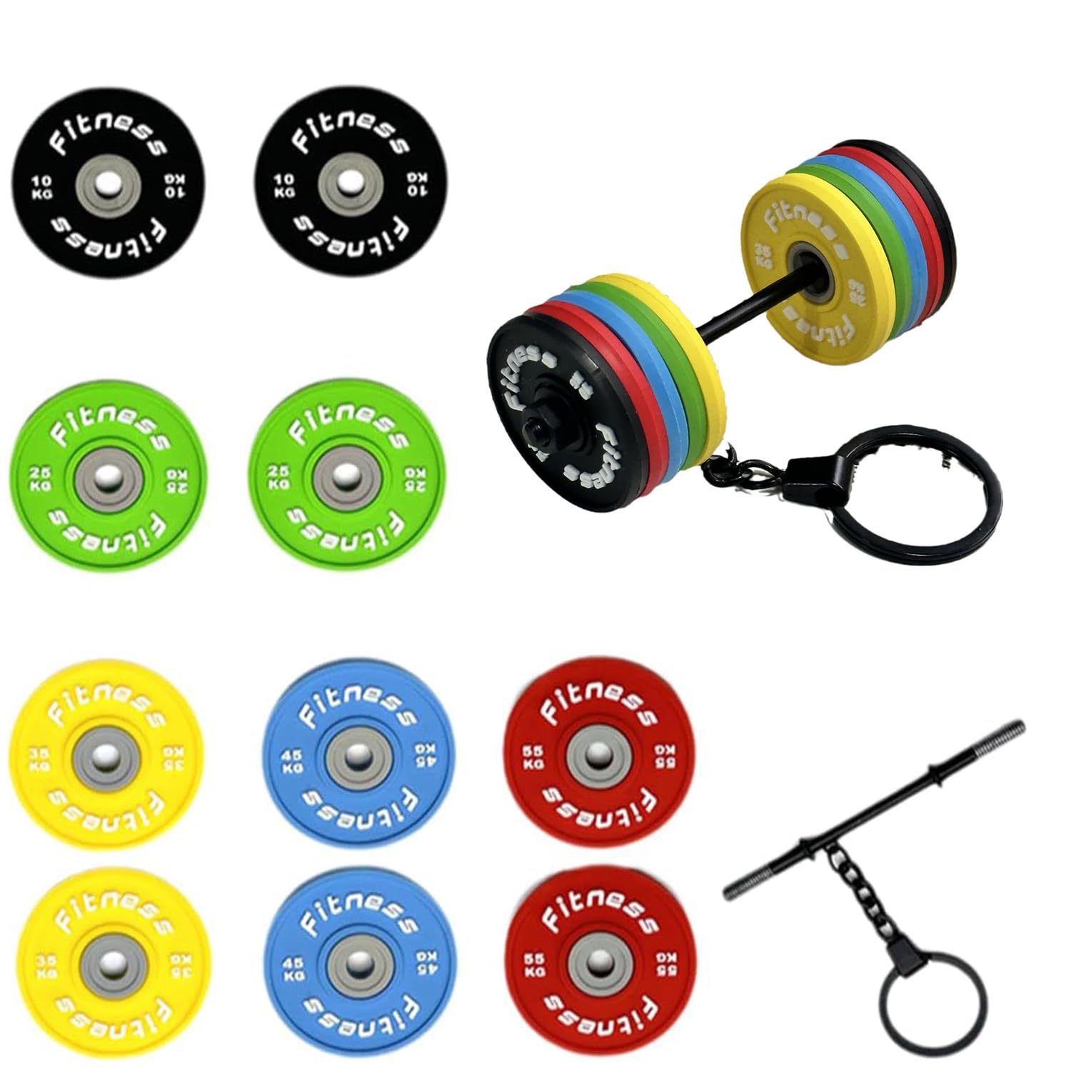 Portachiavi Fitness Con Mini Bilanciere – Set Da Palestra In Silicone Con Pesi 10-55kg – Regalo Motivazionale Per Lui E Lei - 3