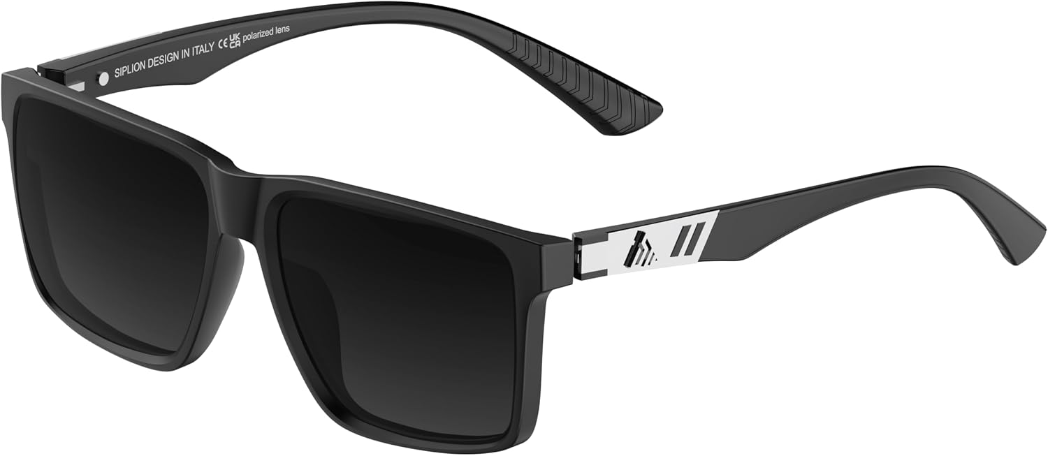 SIPLION Polarized Sunglasses for Men, Lightweight Square Frame for Driving