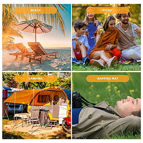Yeepsys Outdoor Picnic Mat Beach Blanket Foldable Portable Camping Blanket Waterproof Picnic Mat For Outdoor Lawn, Beach, Hiking, Park Grass, Travel, Camping, Rving, Outings (Blue Stripes,57''X 79'') #TOP2