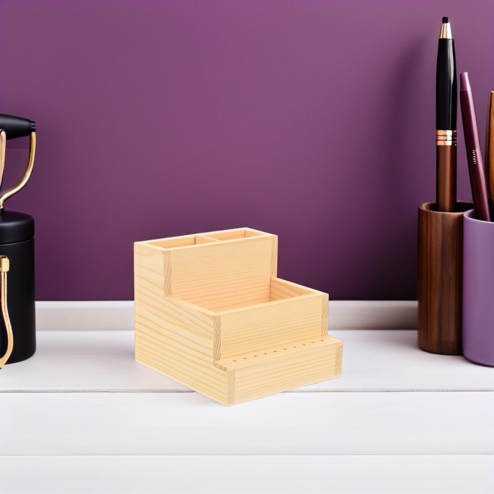 PLAFOPE 2pezzi Organizzatore per Strumenti per Unghie Legno Porta Trapano per Unghie per Manicure Supporto per Espositori per Custodia Portautensili