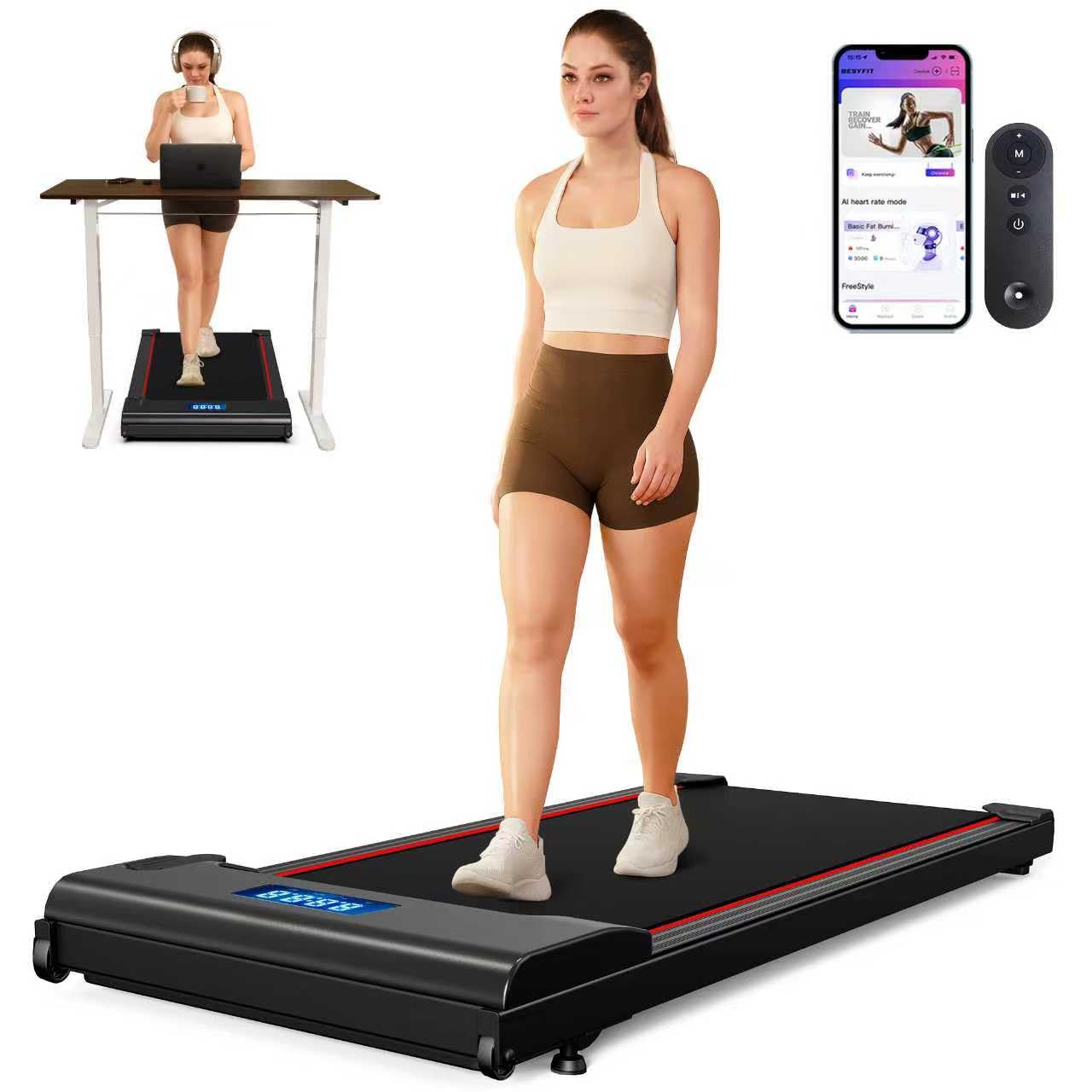 Photo 1 of NeoSilent Walking Pad Under Desk Treadmill for Home with BLDC Core and Extra-Large Belt, App and Remote Control,Compact and Portable for Small Space