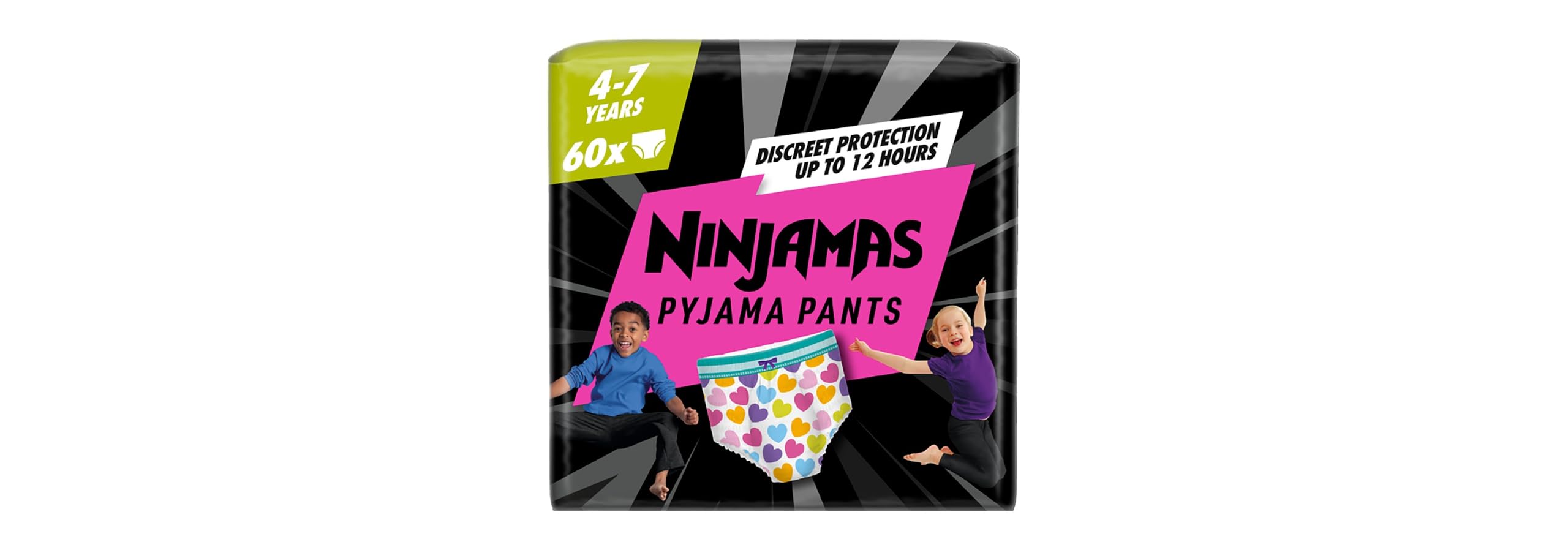 Pampers Ninjamas Girls Pyjama Pants, 60 Count, Age 4-7 Years